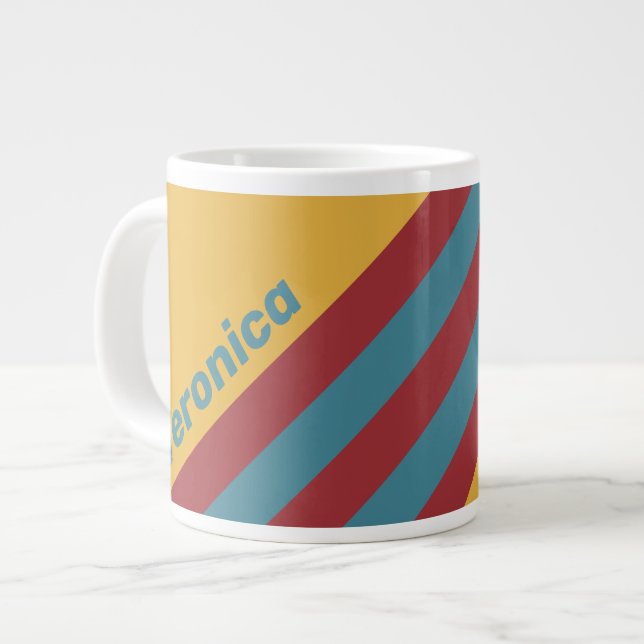 Retro Senapskornränder med namn Jumbo Mugg (Framsida vänster)
