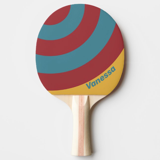 Retro Senapskornscirkelrand med namn Pingisracket (Framsidan)