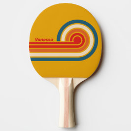 Retro Senapskurlade Ränder med Namn Pingisracket
