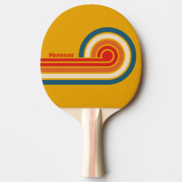 Retro Senapskurlade Ränder med Namn Pingisracket