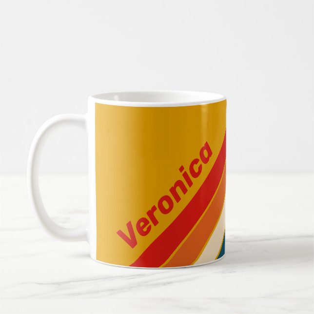 Retro senapstrimmig med namn kaffemugg (Vänster)