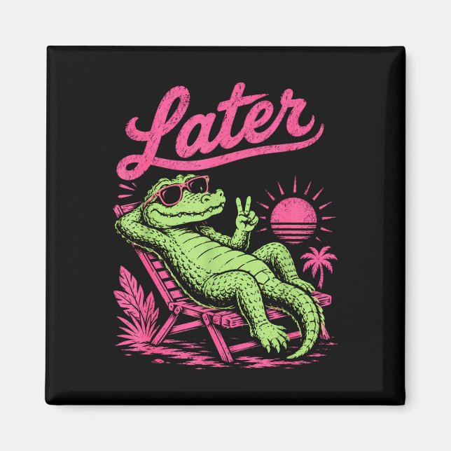 Retro senare alligator efter en stund krokodil chi magnet (Framsidan)