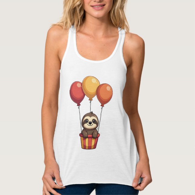 Retro sengångare ballonger Retro söt djurdesign 2 Linne Med Racerback (Framsida)