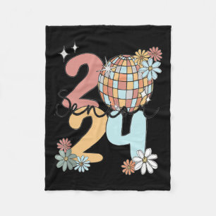 Retro Senior 2024 Disco Boll, klass 2024 Graduat Fleecefilt