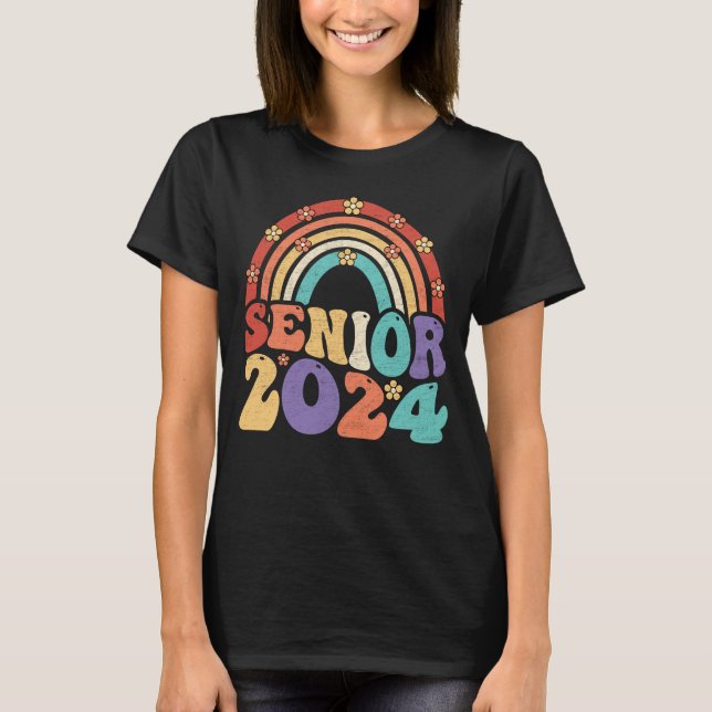 Retro Senior 2024 Groovy Class of 2024 Studenten T Shirt (Framsida)