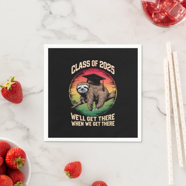 Retro Senior Class of 2025 Sloth Cap Studenten Pappersservett (Insitu)