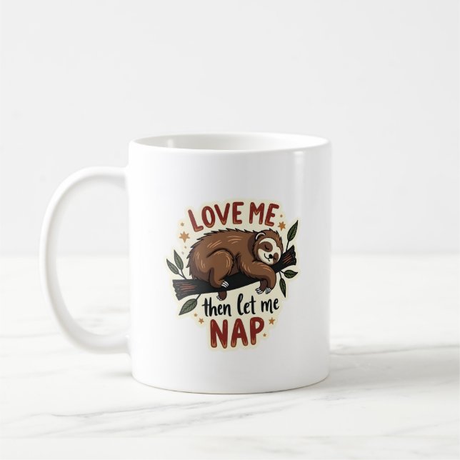 Retro Senskild Sitat Sött Sövande Djur Design 2 Kaffemugg (Vänster)