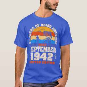 Retro September 1942 80 år gammal fiskande Älskare T Shirt