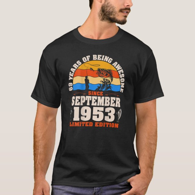 Retro September 1953 69 år gammal Älskare 69T T Shirt (Framsida)