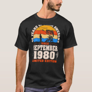 Retro September 1980 42 år gammalt fiske 42:a bir T Shirt
