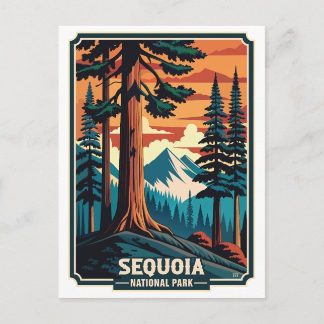 Retro Sequoia nationalpark Vykort (Framsida)