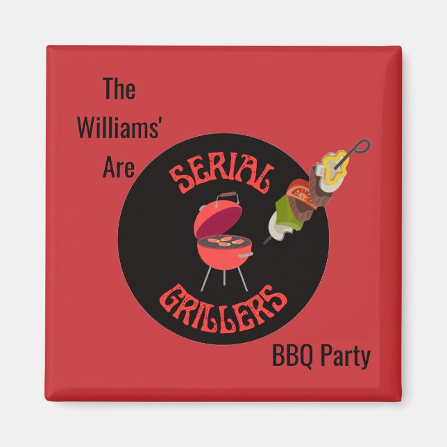 Retro Serial Griller Sommar Grillparty Magnet (Framsidan)