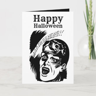 Retro seriefigur man skriker anpassad text Hallowe Kort