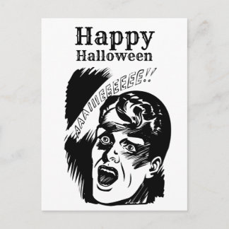 Retro seriefigur man skriker anpassad text Hallowe Vykort