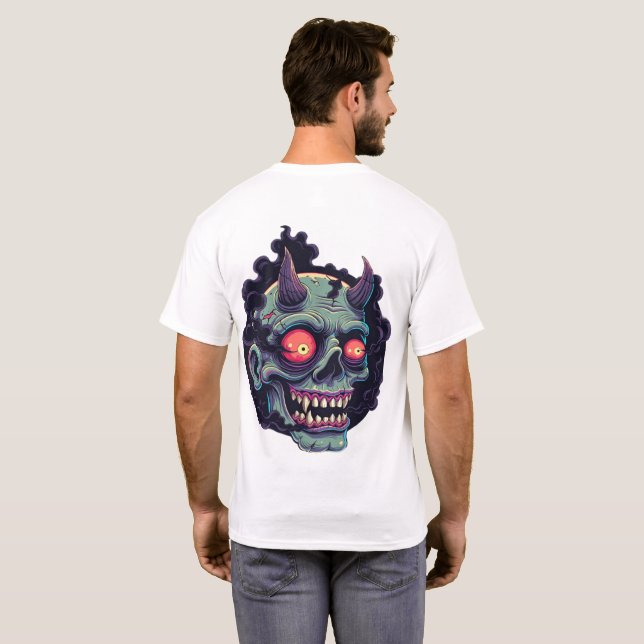 Retro seriemonstergomshuvud t shirt (Hel baksida)