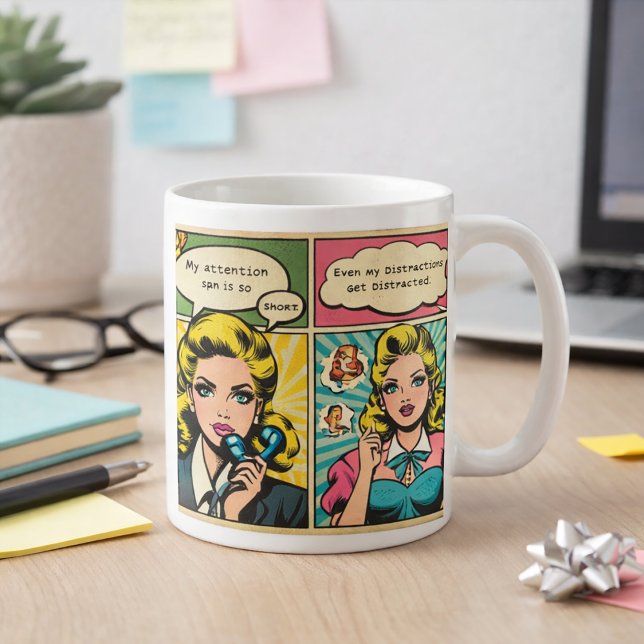 Retro serietidning Cartoon Pop Art-design Kaffemugg (Skapare uppladdad)