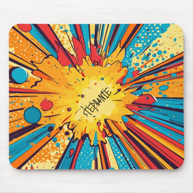 Retro Serietidning Gul Explosion Pop Art Musmatta (Framsidan)
