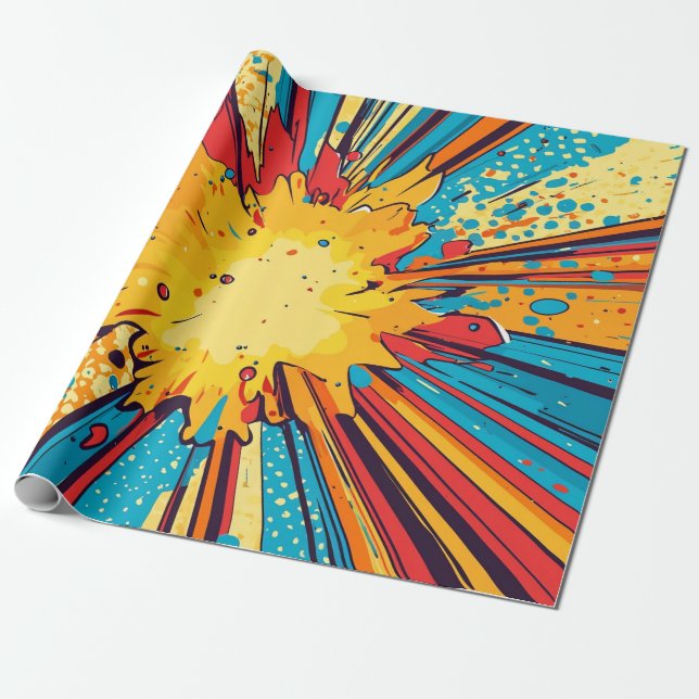 Retro serietidning Gult explosions Popkonst Presentpapper (Utrullad)