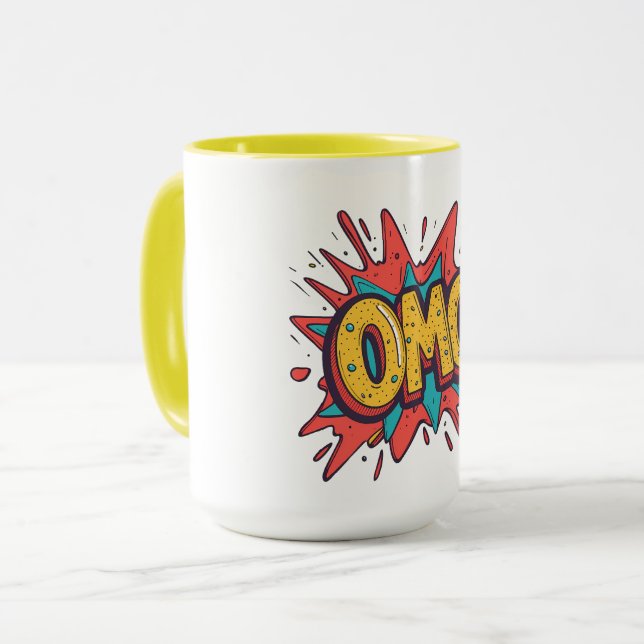 Retro serietidnings- ”OMG!” Pop Art-kaffekopp Mugg (Framsida vänster)