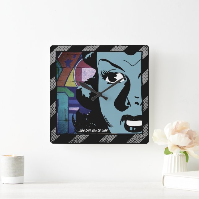 Retro serietidnings Pop Art Fyrkantig Väggturbin Klocka (Hem)