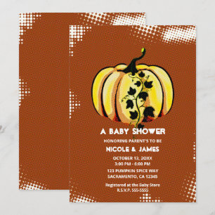 Retro serietidningsstil Pumpa Höst Bebis Shower Inbjudningar