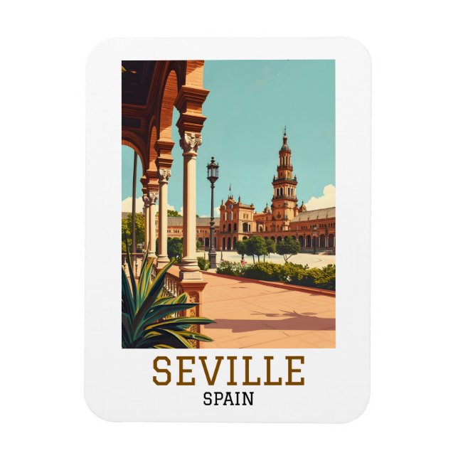 Retro Sevilla Spanien Andalusien Arkitektur Magnet (Vertikal)