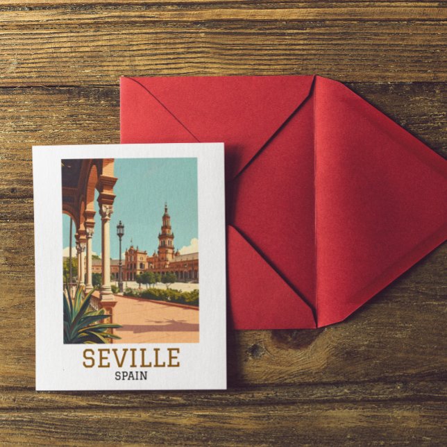 Retro Seville Spain Andalusia Architecture Vykort (Retro Seville Spain Andalusia Architecture Postcard)