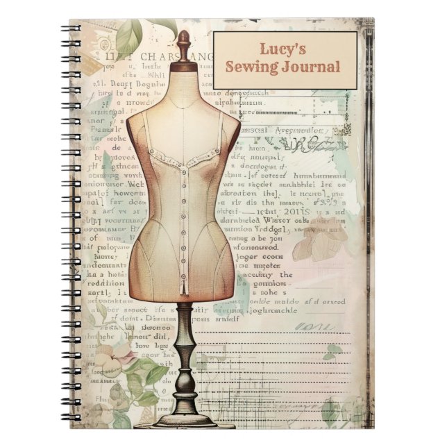 Retro Sewing Journal Tailors duma Anteckningsbok (Framsidan)