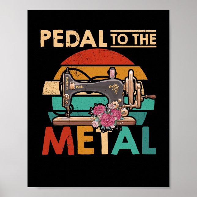 Retro Sewing Maskin Kärlek for Sew Älskare Pedal Poster (Framsidan)