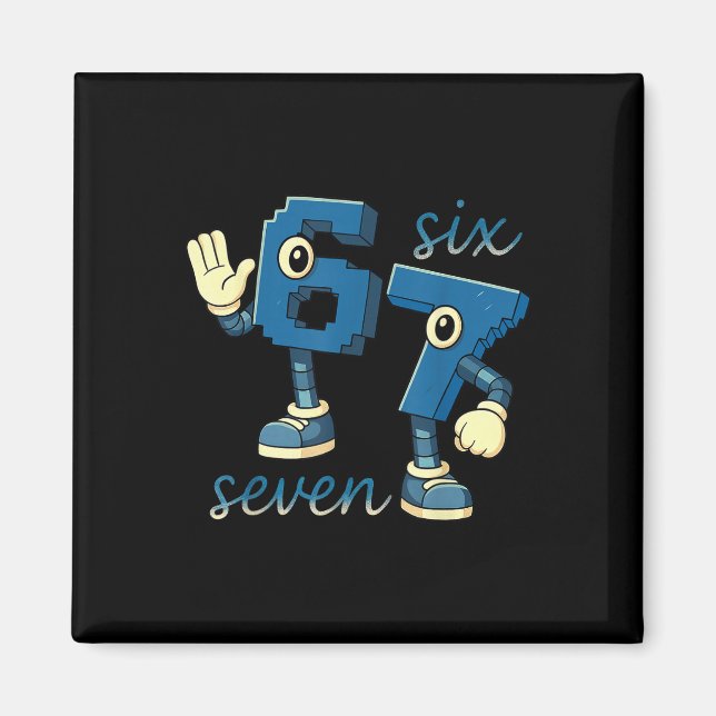 Retro Sex Sju Nummer Meme Brainrot Present För Män Magnet (Framsidan)