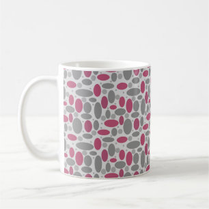 retro, sextio, prickar, grå och rosa kaffemugg