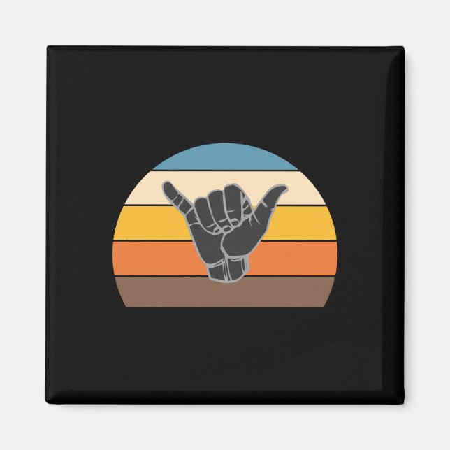 Retro shaka hand surf skylt - cool surfar_surf magnet (Framsidan)
