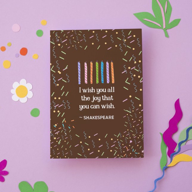 Retro Shakespeare Quote Chocolate cake Birthday Kort (Skapare uppladdad)