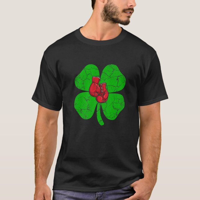 Retro Shamrock Boxing St.Patrick Day Player Irish T Shirt (Framsida)