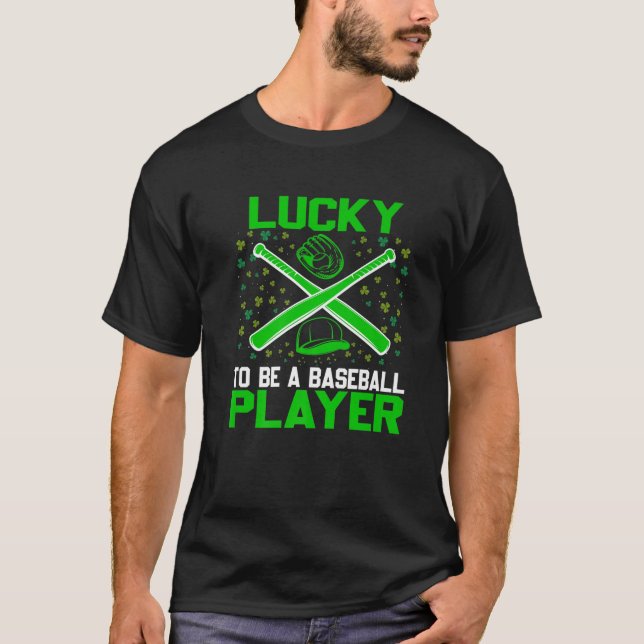 Retro Shamrock Lucky som baseball St. Patrick T Shirt (Framsida)