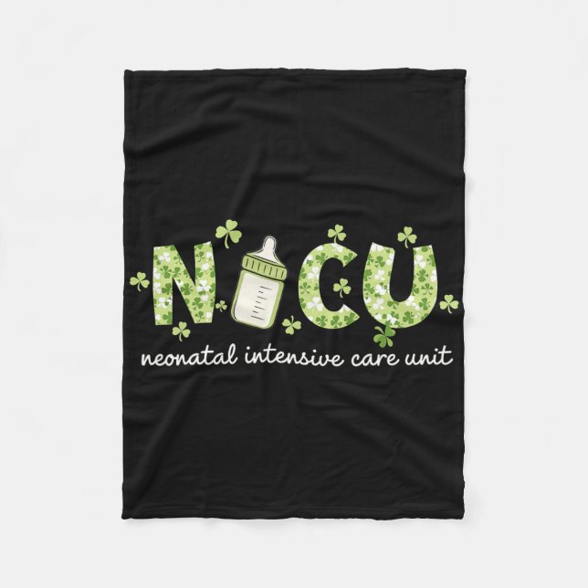 Retro Shamrock Nicu Sjuksköterska Glad St Patrick' Fleecefilt (Framsidan)
