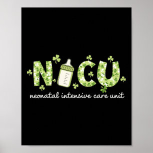 Retro Shamrock Nicu Sjuksköterska Glad St Patrick' Poster