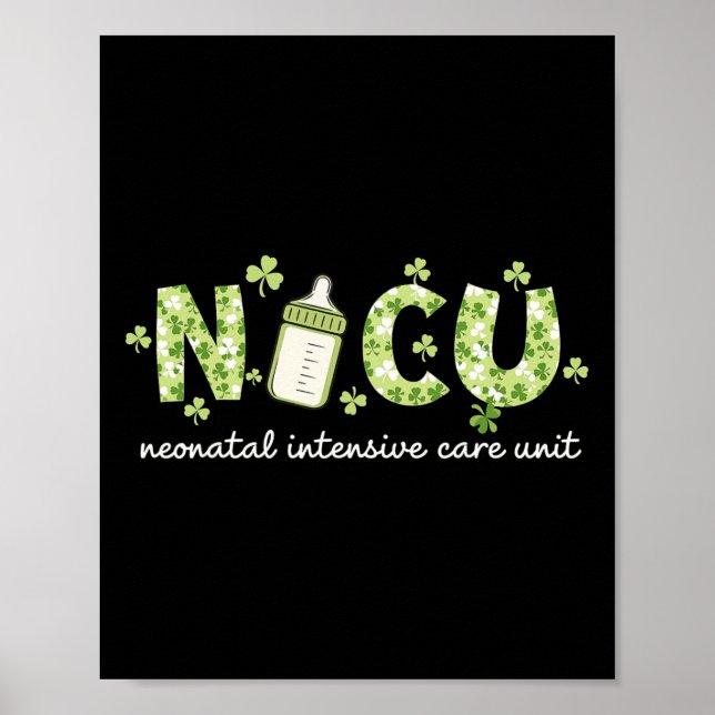 Retro Shamrock Nicu Sjuksköterska Glad St Patrick' Poster (Framsidan)
