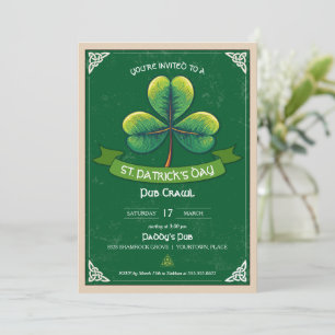 Retro Shamrock St Patricks Party Inbjudningar