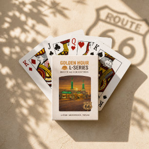 Retro Shamrock Texas Route 66 Landmärke Konst Casinokort
