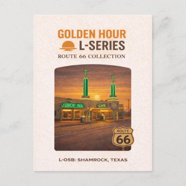 Retro Shamrock Texas Route 66 Landmärke Konst Helg Vykort (Framsida)