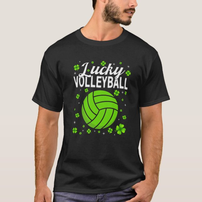 Retro Shamrock Volleyball Lover Sport St Patricks T Shirt (Framsida)