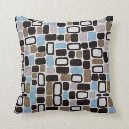 Retro Shapes Blue och Tan Mönster Dekorativ kudde