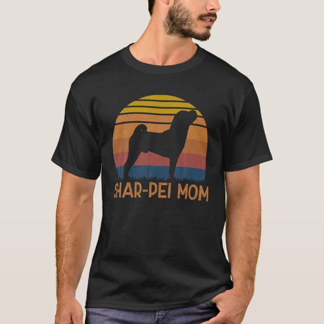 Retro Shar-Pei Mamma - Sharpei Hundägare Mor Pet T Shirt (Framsida)
