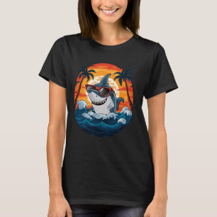 Retro Shark i solglasögon 70 s 80:s 90-tal T Shirt