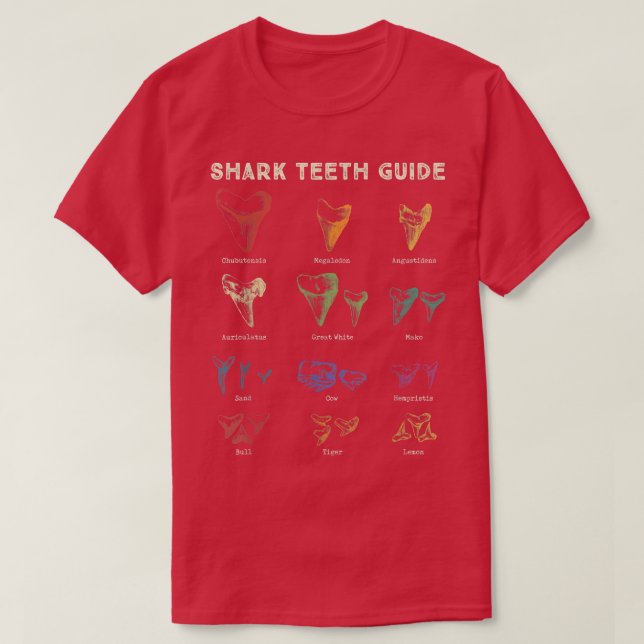 Retro Shark Teeth Guide Fossil Tooth Collector  T Shirt (Design framsida)