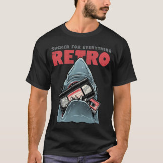 Retro Shark VHS Cassette Tape Funny 80s Nostalgia T Shirt