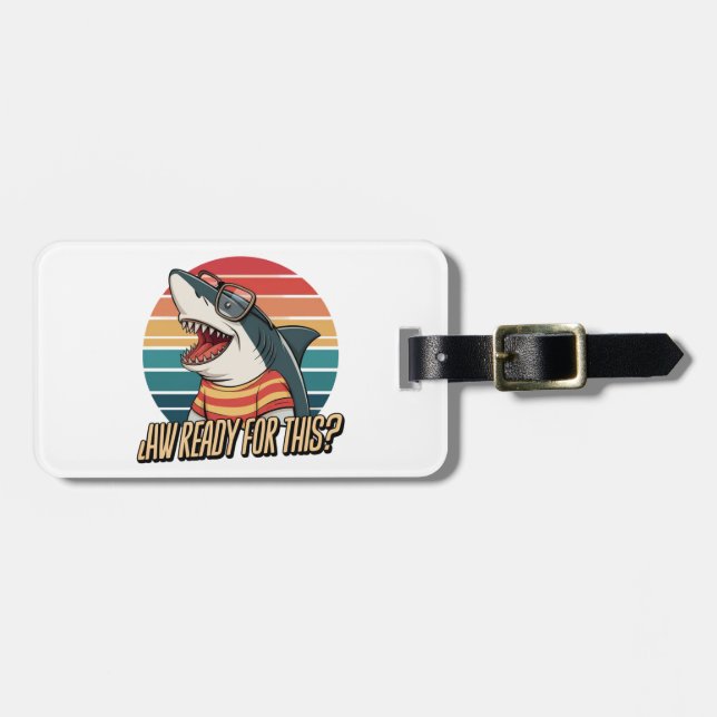 "Retro Shark Vibes Bagagebricka (Horisontell Framsida)
