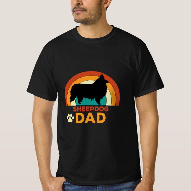 Retro Sheepdog Pappa T Shirt (Framsida)