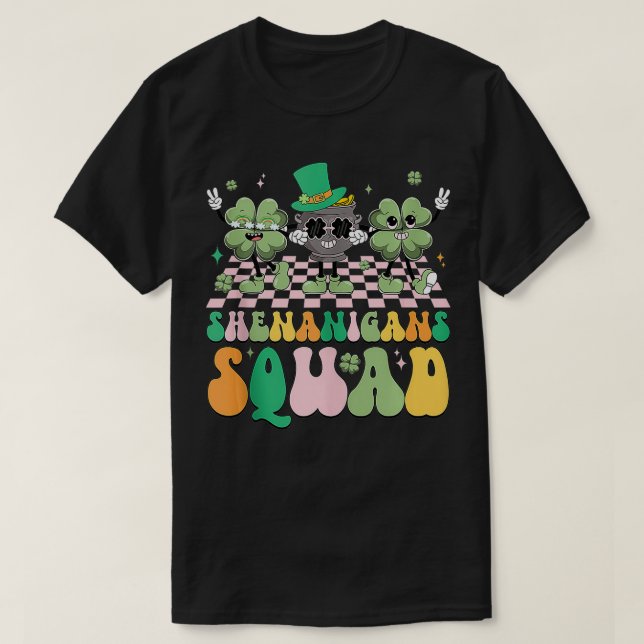 Retro Shenanigans Squad Shamrocks Guld Pot T Shirt (Design framsida)